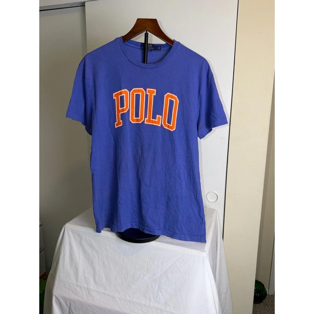 Polo Ralph Lauren T-Shirt Mens M Blue Orange Graphic Classic Fit Tee